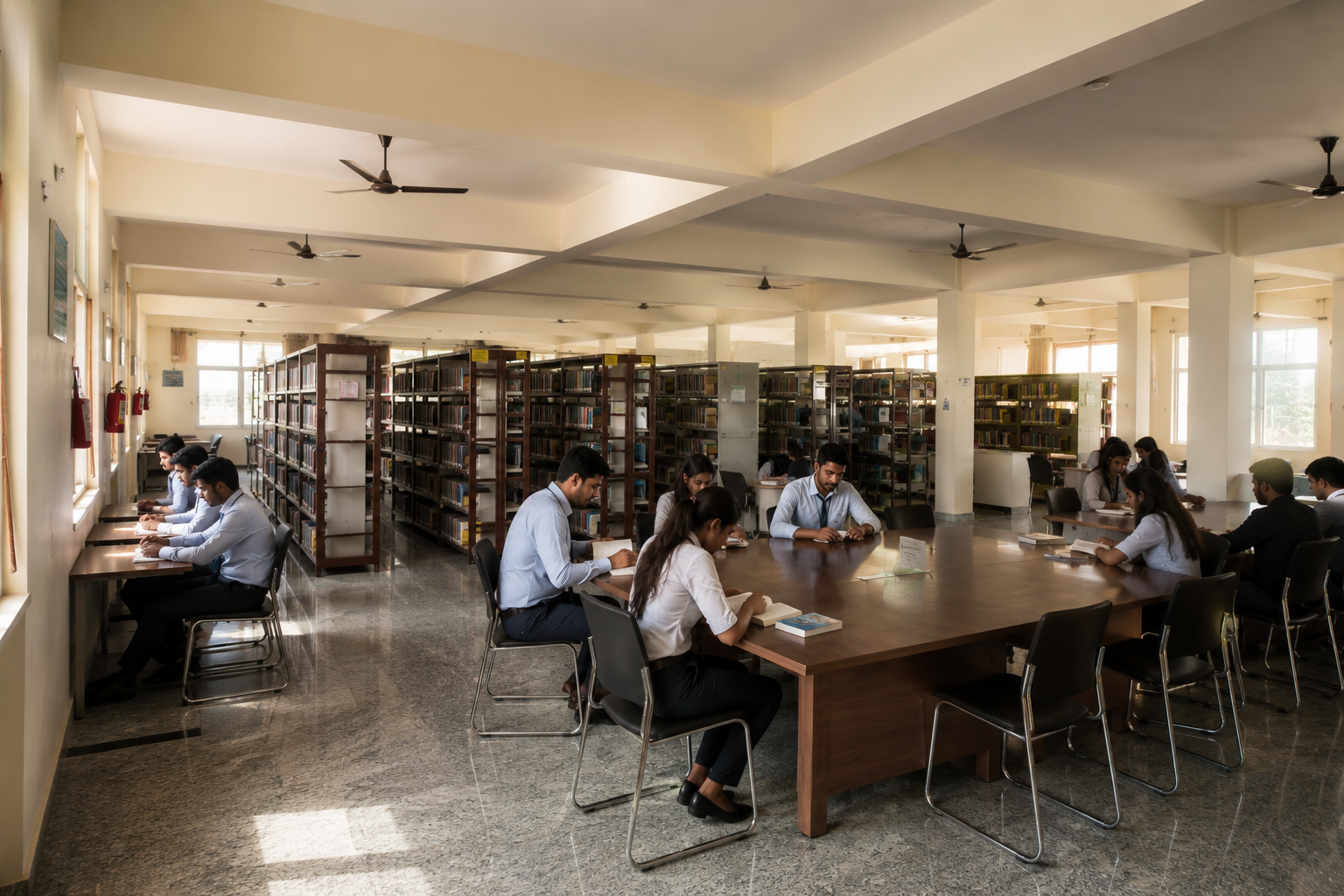 Library with bookshelves